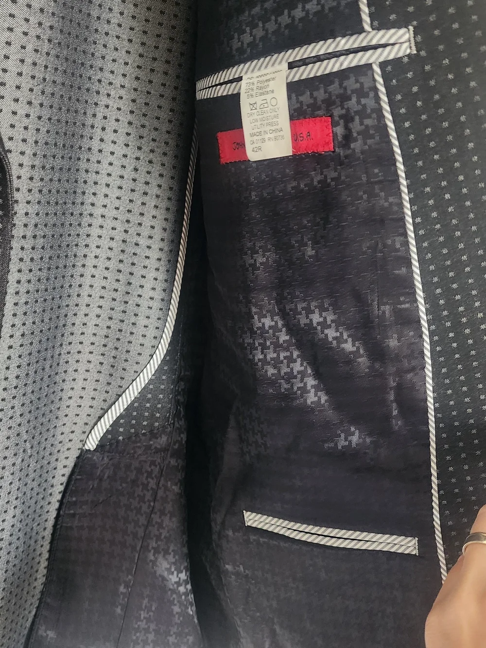 NWT John Varvatos USA Black Gray Dot Blazer 42R